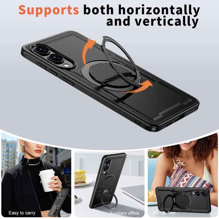 For Samsung Galaxy S25 Edge 5G Metal 360 Degree Rotation Holder MagSafe Phone Case
