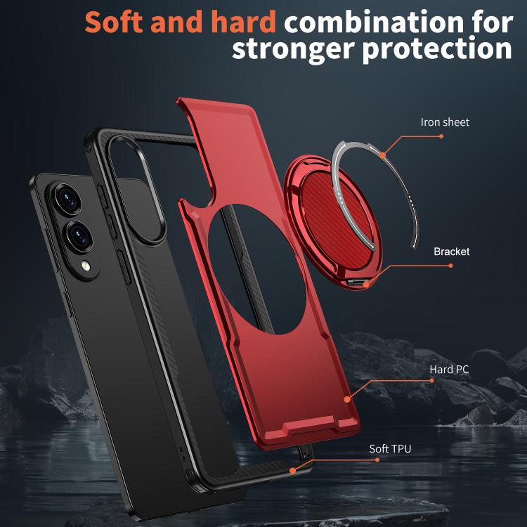 For Samsung Galaxy S25 Edge 5G Metal 360 Degree Rotation Holder MagSafe Phone Case