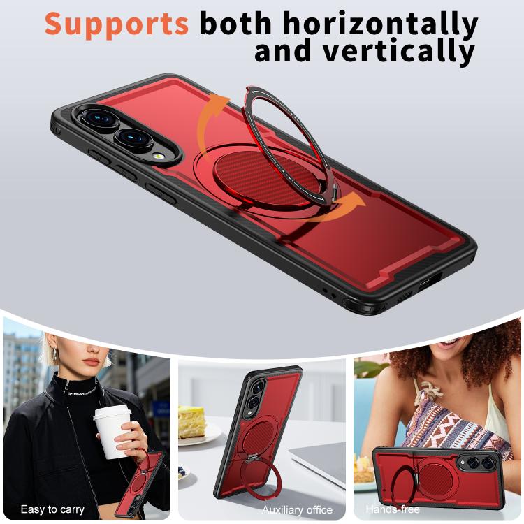 For Samsung Galaxy S25 Edge 5G Metal 360 Degree Rotation Holder MagSafe Phone Case