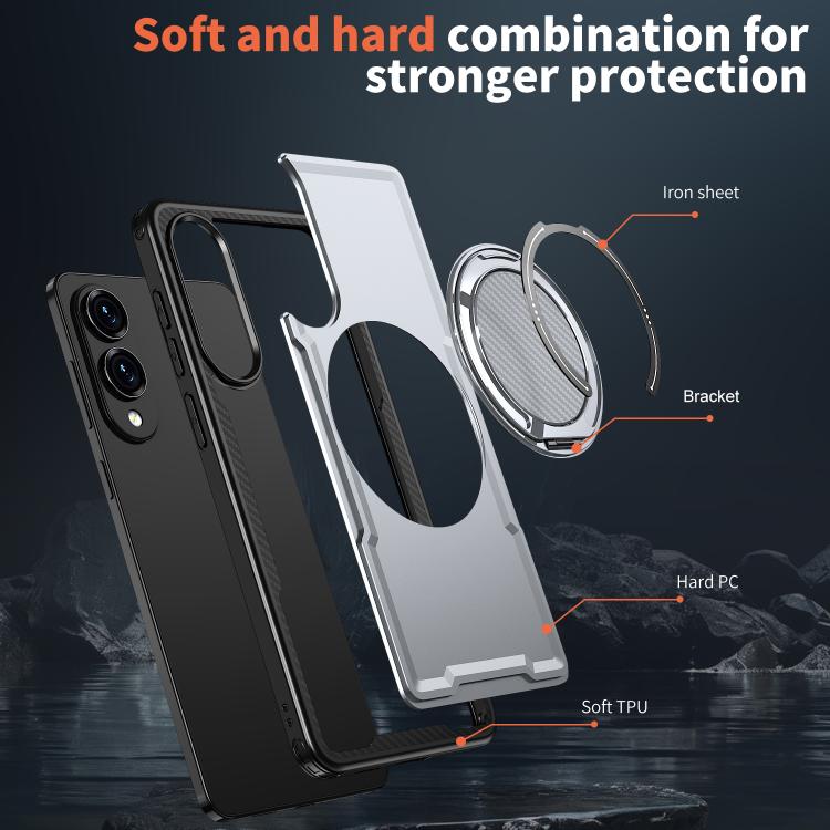 For Samsung Galaxy S25 Edge 5G Metal 360 Degree Rotation Holder MagSafe Phone Case