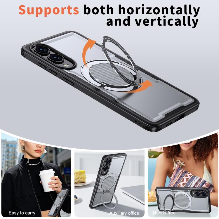 For Samsung Galaxy S25 Edge 5G Metal 360 Degree Rotation Holder MagSafe Phone Case