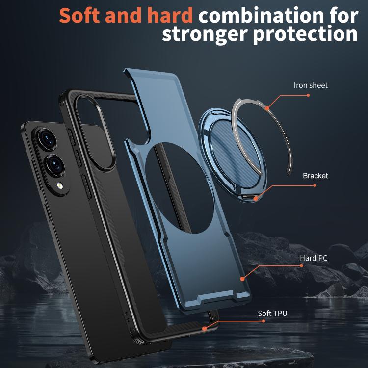 For Samsung Galaxy S25 Edge 5G Metal 360 Degree Rotation Holder MagSafe Phone Case