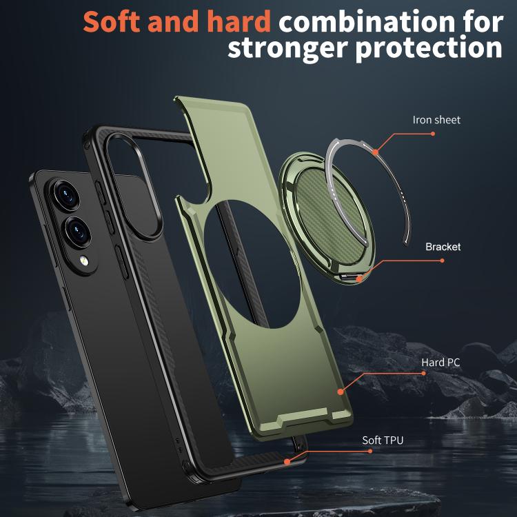 For Samsung Galaxy S25 Edge 5G Metal 360 Degree Rotation Holder MagSafe Phone Case