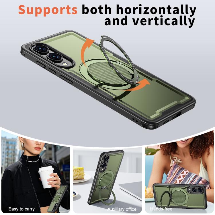 For Samsung Galaxy S25 Edge 5G Metal 360 Degree Rotation Holder MagSafe Phone Case