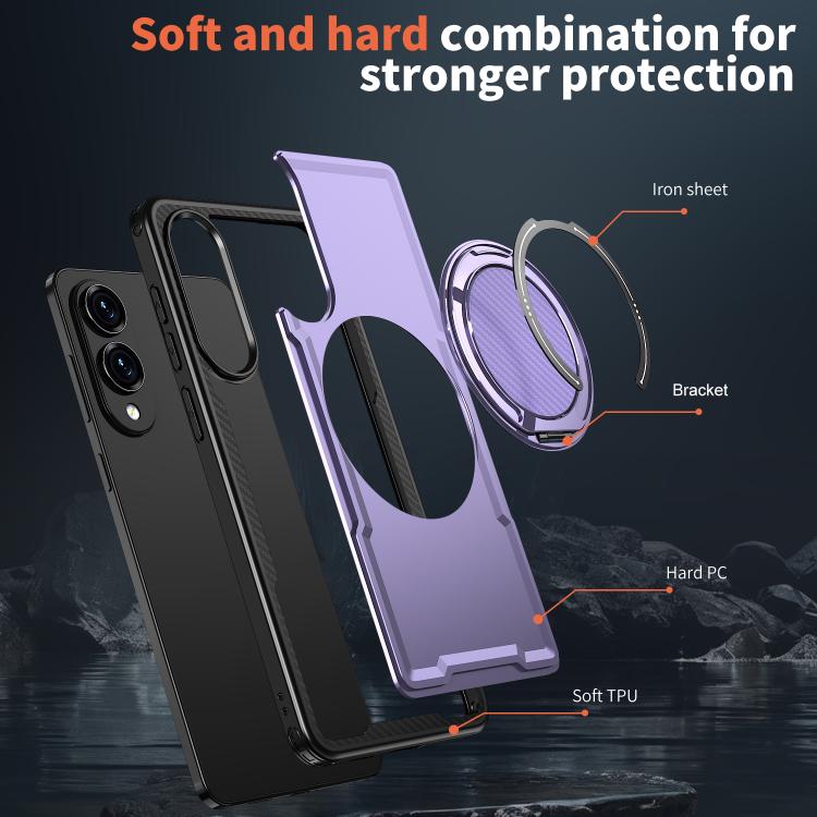 For Samsung Galaxy S25 Edge 5G Metal 360 Degree Rotation Holder MagSafe Phone Case