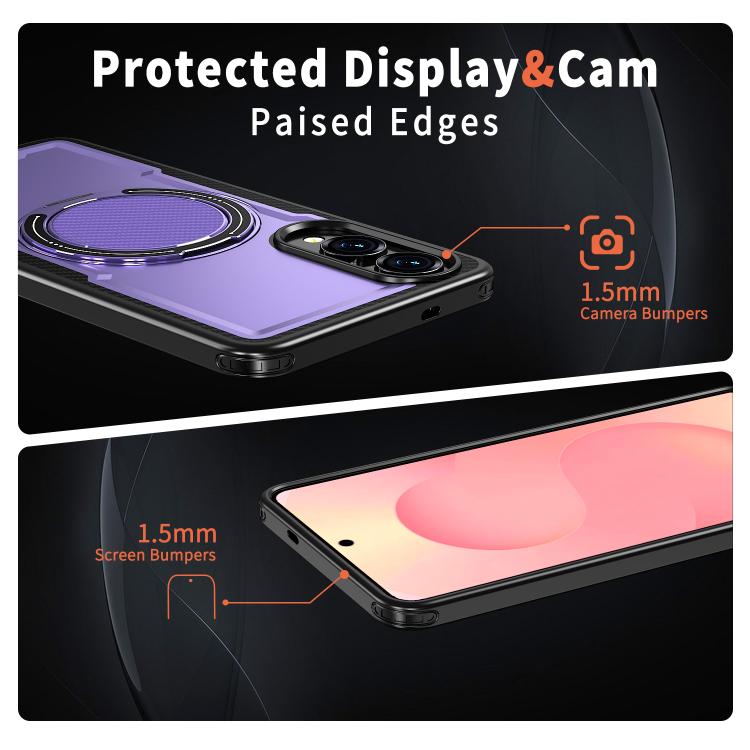 For Samsung Galaxy S25 Edge 5G Metal 360 Degree Rotation Holder MagSafe Phone Case