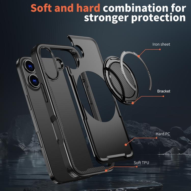 For iPhone 17 Metal 360 Degree Rotation Holder MagSafe Phone Case