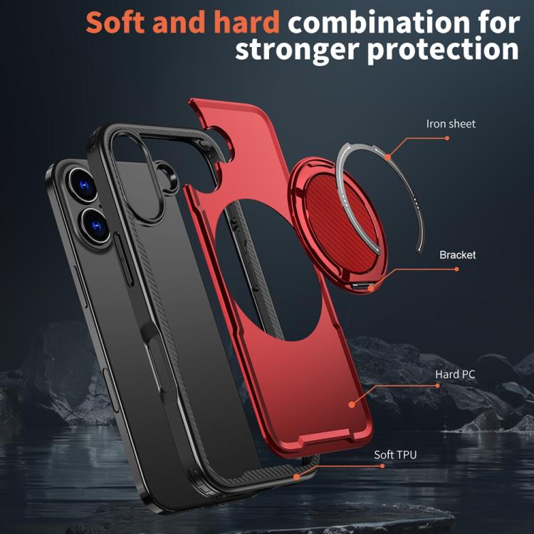 For iPhone 17 Metal 360 Degree Rotation Holder MagSafe Phone Case