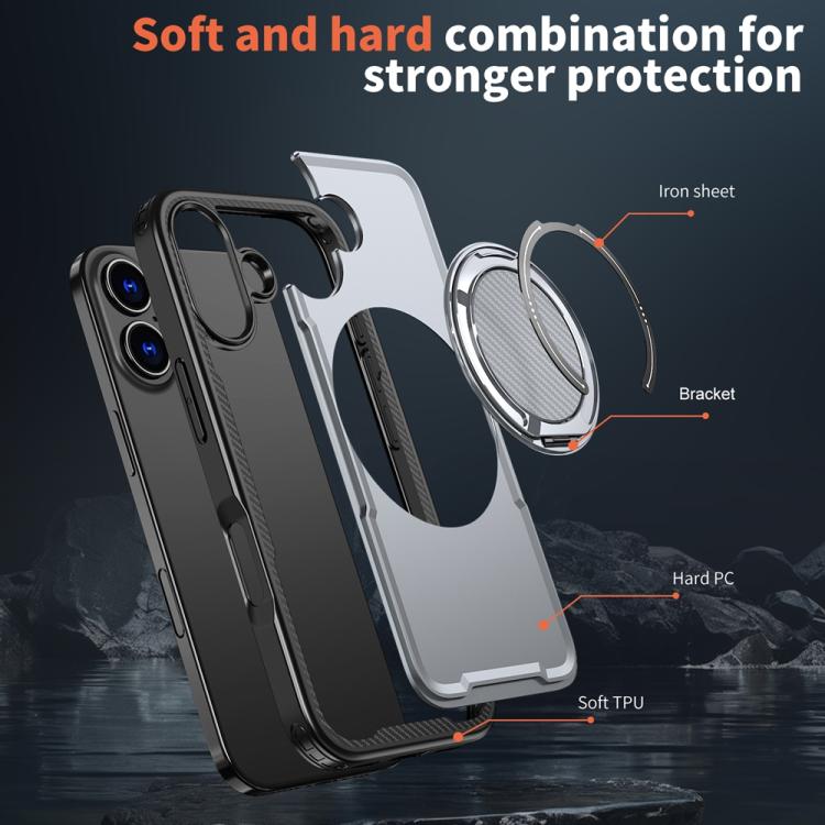 For iPhone 17 Metal 360 Degree Rotation Holder MagSafe Phone Case