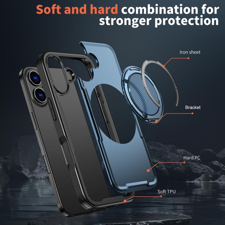 For iPhone 17 Metal 360 Degree Rotation Holder MagSafe Phone Case