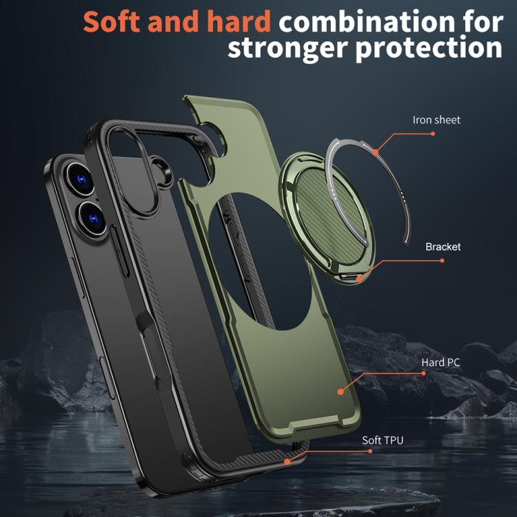 For iPhone 17 Metal 360 Degree Rotation Holder MagSafe Phone Case