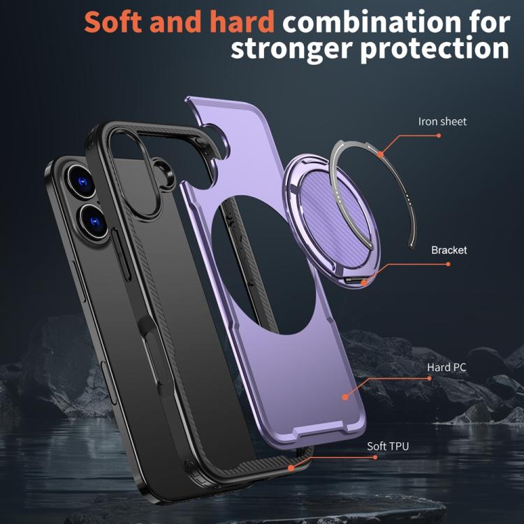 For iPhone 17 Metal 360 Degree Rotation Holder MagSafe Phone Case
