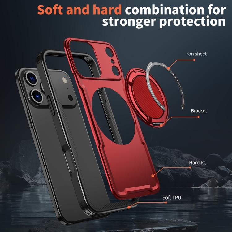 For iPhone 17 Pro Metal 360 Degree Rotation Holder MagSafe Phone Case