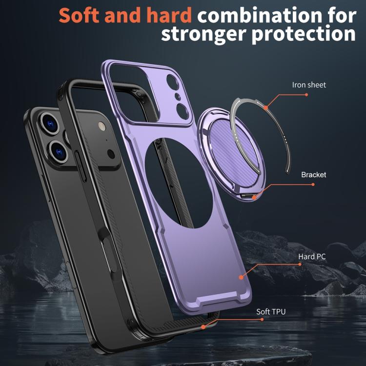 For iPhone 17 Pro Metal 360 Degree Rotation Holder MagSafe Phone Case