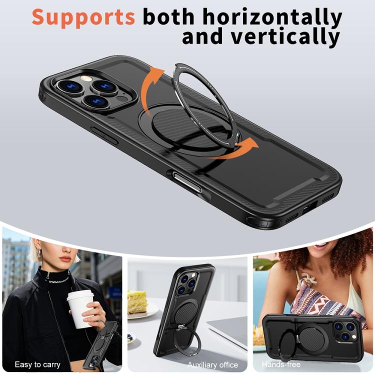 For iPhone 16 Pro Max Metal 360 Degree Rotation Holder MagSafe Phone Case
