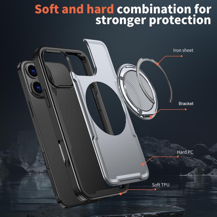 For iPhone 16 Pro Max Metal 360 Degree Rotation Holder MagSafe Phone Case