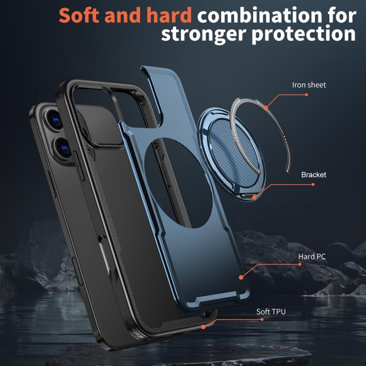 For iPhone 16 Pro Max Metal 360 Degree Rotation Holder MagSafe Phone Case