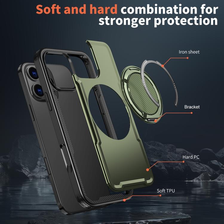 For iPhone 16 Pro Max Metal 360 Degree Rotation Holder MagSafe Phone Case