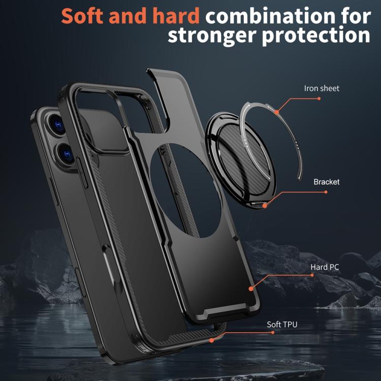 For iPhone 16 Pro Metal 360 Degree Rotation Holder MagSafe Phone Case
