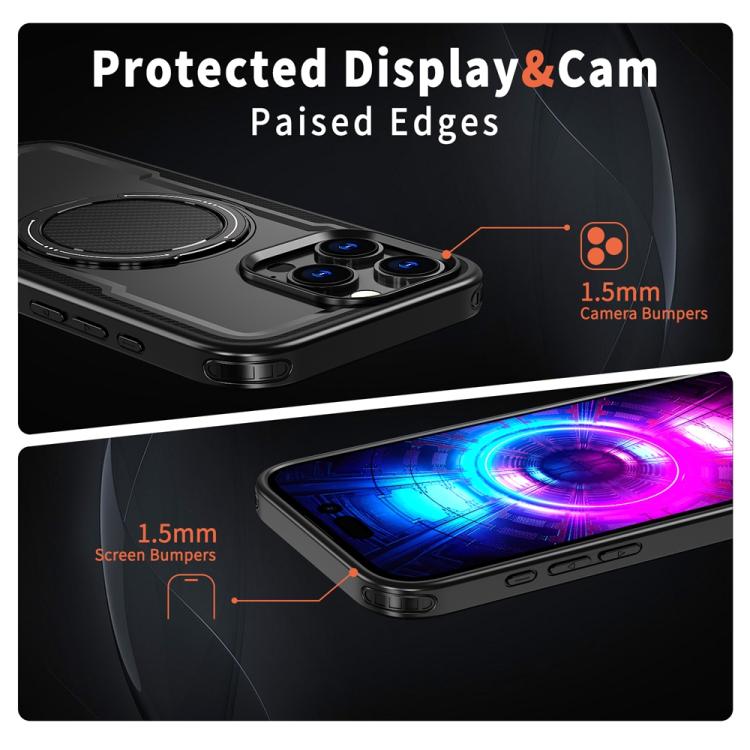 For iPhone 16 Pro Metal 360 Degree Rotation Holder MagSafe Phone Case
