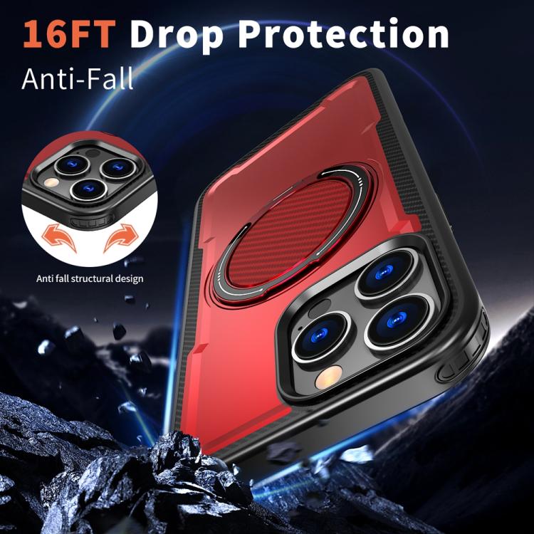 For iPhone 16 Pro Metal 360 Degree Rotation Holder MagSafe Phone Case