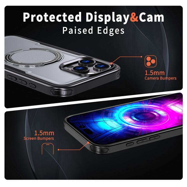 For iPhone 16 Pro Metal 360 Degree Rotation Holder MagSafe Phone Case