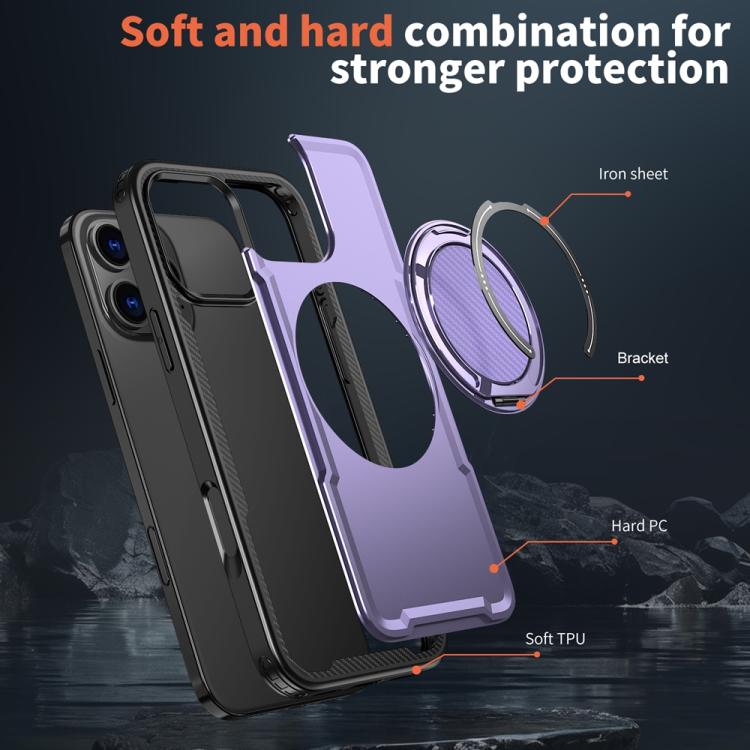 For iPhone 16 Pro Metal 360 Degree Rotation Holder MagSafe Phone Case
