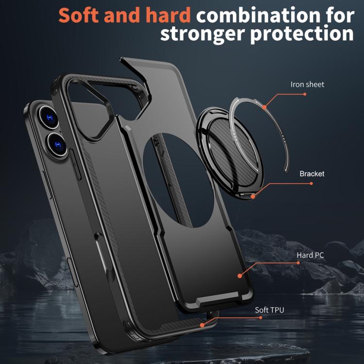 For iPhone 16 Plus Metal 360 Degree Rotation Holder MagSafe Phone Case