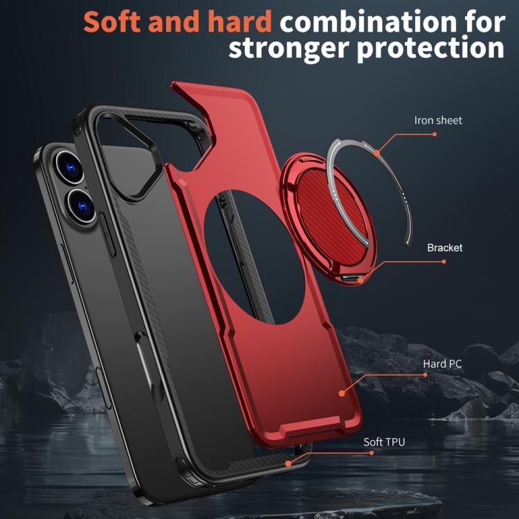For iPhone 16 Plus Metal 360 Degree Rotation Holder MagSafe Phone Case