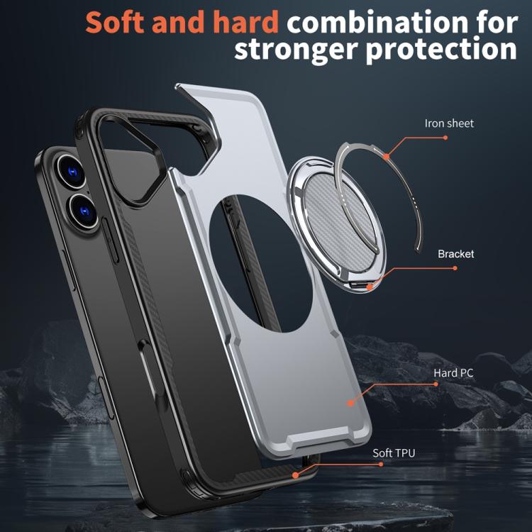 For iPhone 16 Plus Metal 360 Degree Rotation Holder MagSafe Phone Case