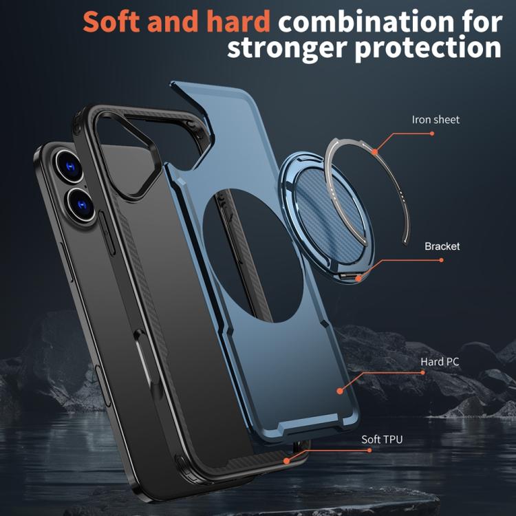 For iPhone 16 Plus Metal 360 Degree Rotation Holder MagSafe Phone Case
