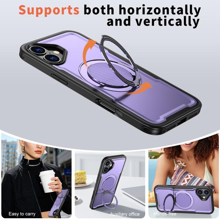 For iPhone 16 Plus Metal 360 Degree Rotation Holder MagSafe Phone Case