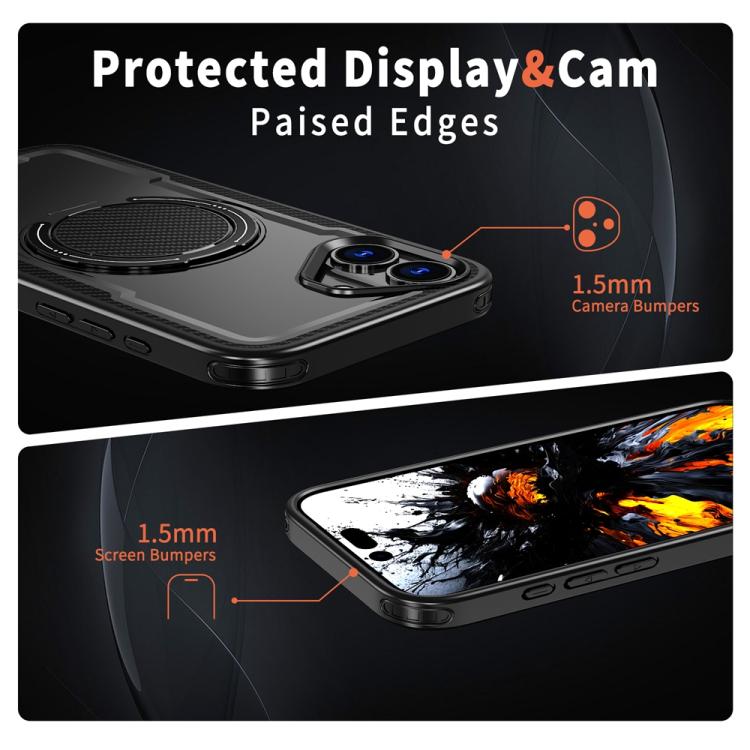 For iPhone 16 Metal 360 Degree Rotation Holder MagSafe Phone Case