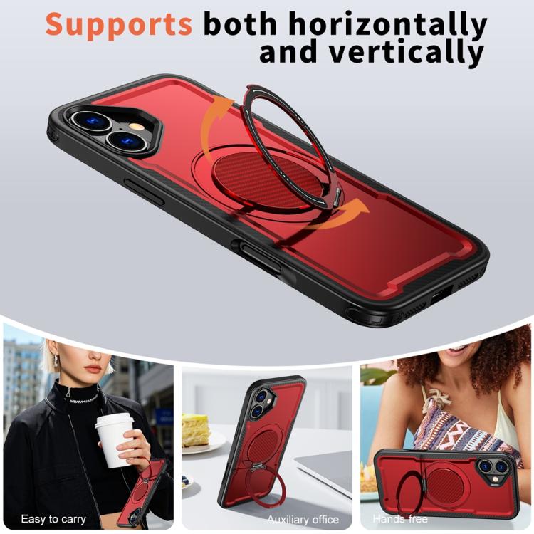 For iPhone 16 Metal 360 Degree Rotation Holder MagSafe Phone Case