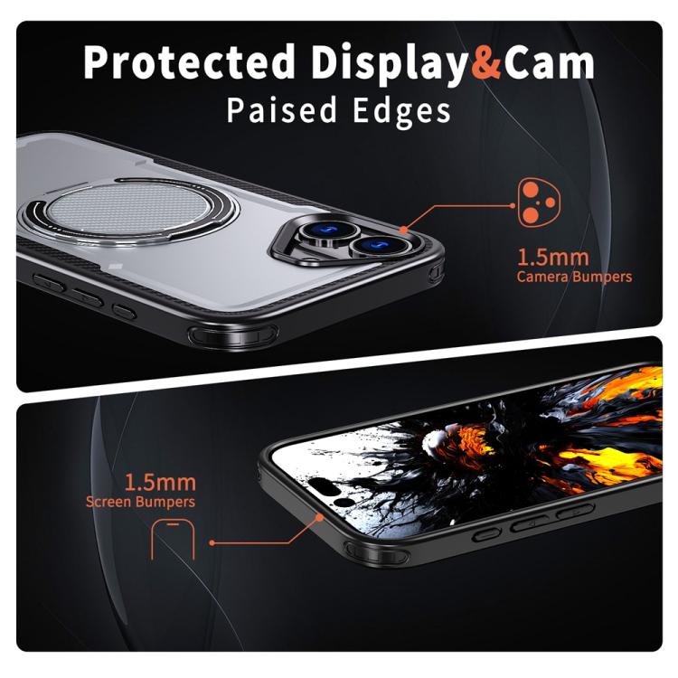 For iPhone 16 Metal 360 Degree Rotation Holder MagSafe Phone Case