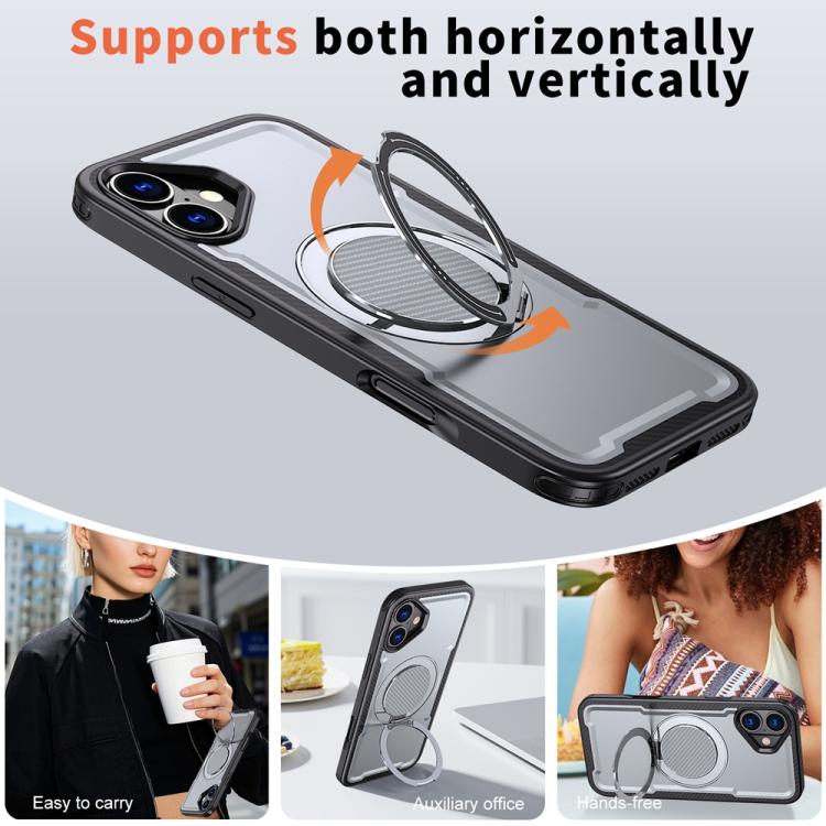 For iPhone 16 Metal 360 Degree Rotation Holder MagSafe Phone Case