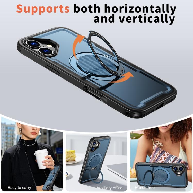 For iPhone 16 Metal 360 Degree Rotation Holder MagSafe Phone Case