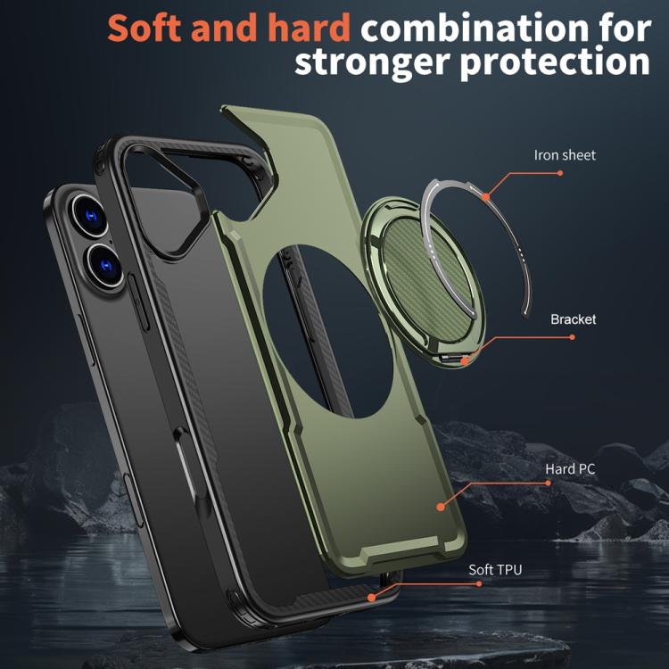 For iPhone 16 Metal 360 Degree Rotation Holder MagSafe Phone Case