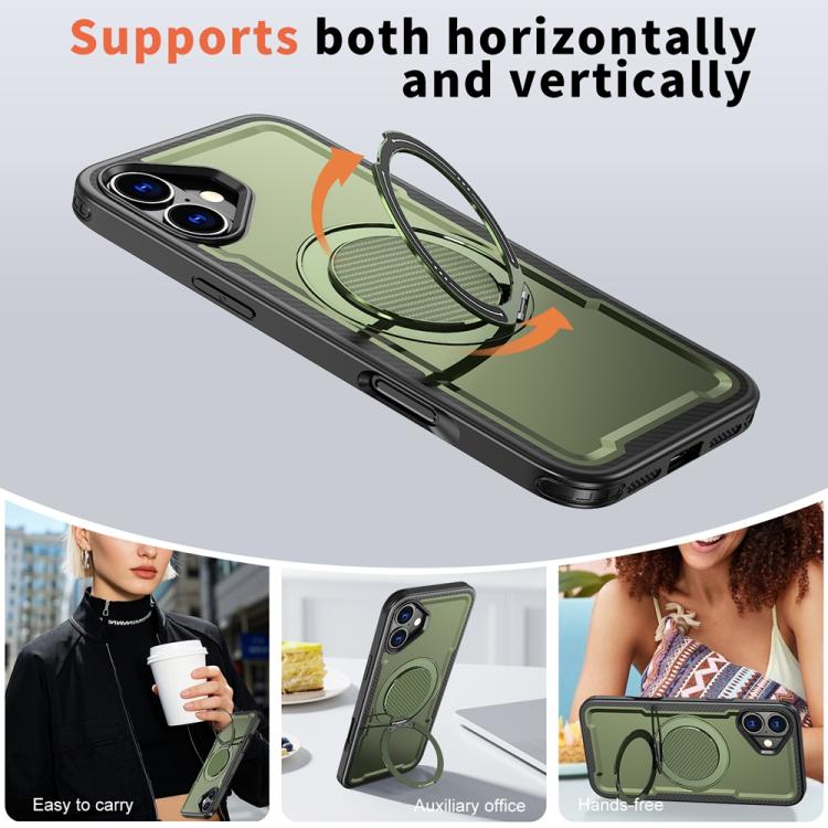 For iPhone 16 Metal 360 Degree Rotation Holder MagSafe Phone Case