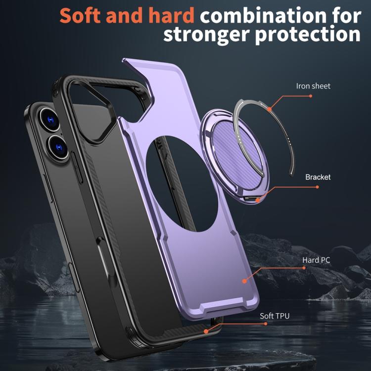 For iPhone 16 Metal 360 Degree Rotation Holder MagSafe Phone Case