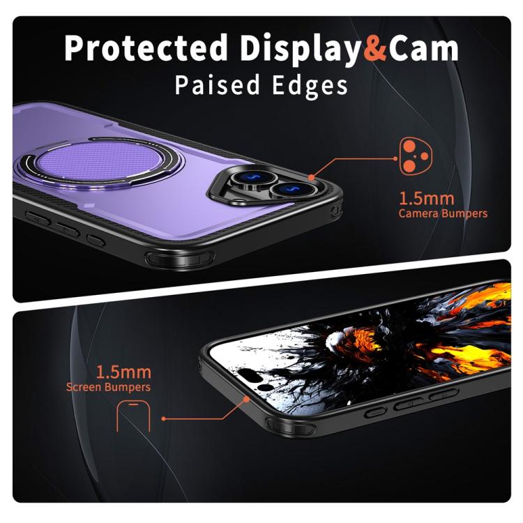 For iPhone 16 Metal 360 Degree Rotation Holder MagSafe Phone Case