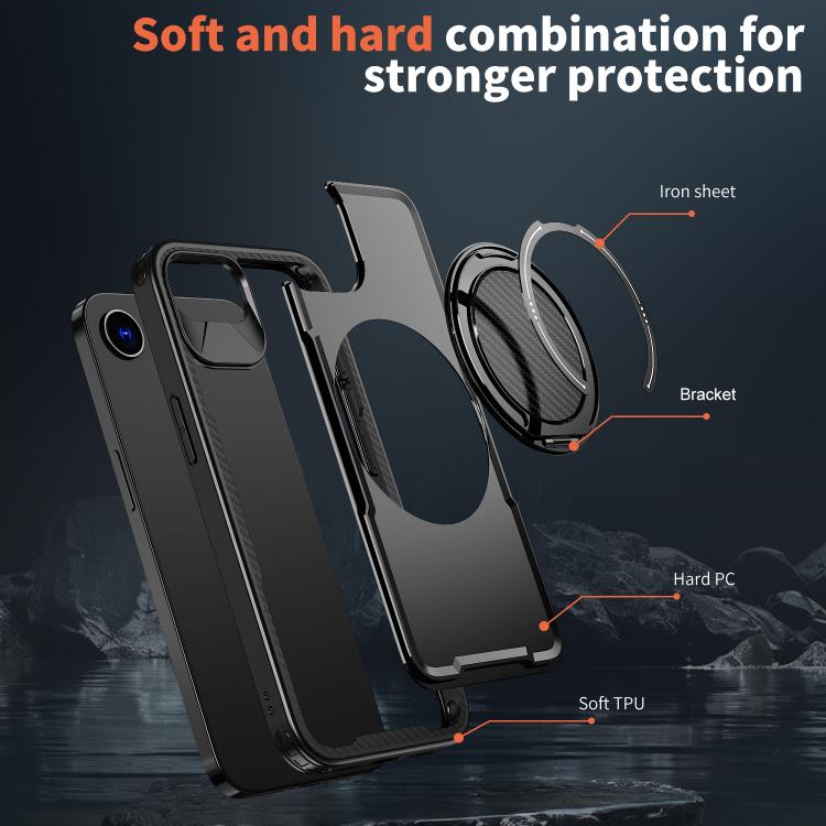 For iPhone 17e / 16e Metal 360 Degree Rotation Holder MagSafe Phone Case