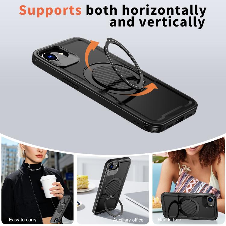 For iPhone 17e / 16e Metal 360 Degree Rotation Holder MagSafe Phone Case