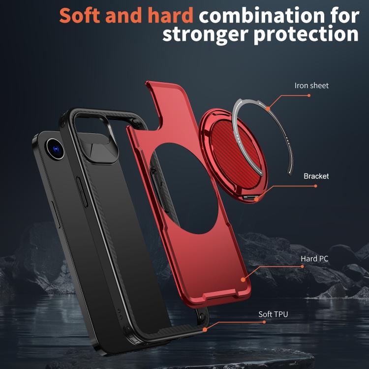 For iPhone 17e / 16e Metal 360 Degree Rotation Holder MagSafe Phone Case