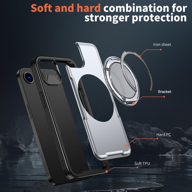 For iPhone 17e / 16e Metal 360 Degree Rotation Holder MagSafe Phone Case