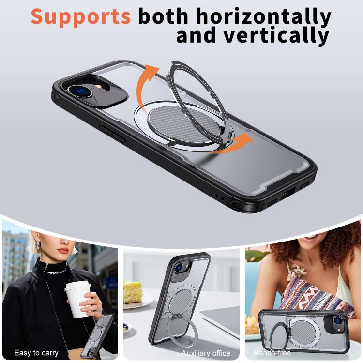 For iPhone 17e / 16e Metal 360 Degree Rotation Holder MagSafe Phone Case