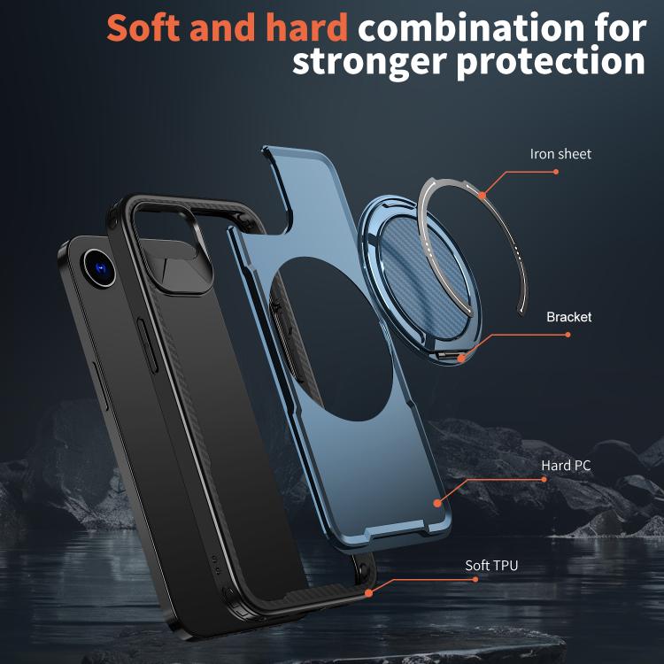 For iPhone 17e / 16e Metal 360 Degree Rotation Holder MagSafe Phone Case