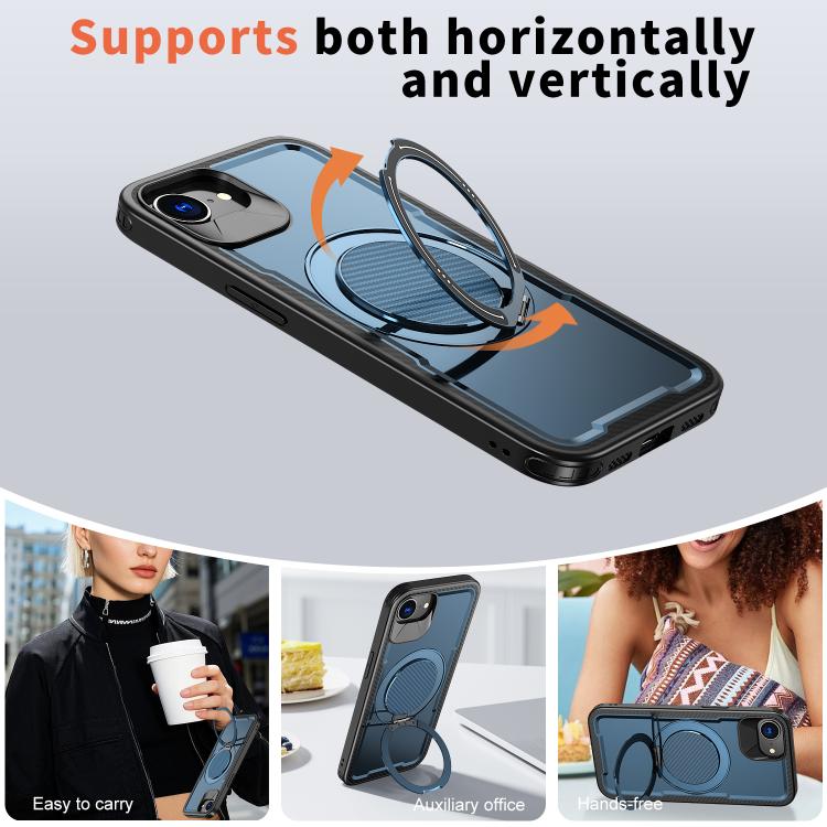 For iPhone 17e / 16e Metal 360 Degree Rotation Holder MagSafe Phone Case