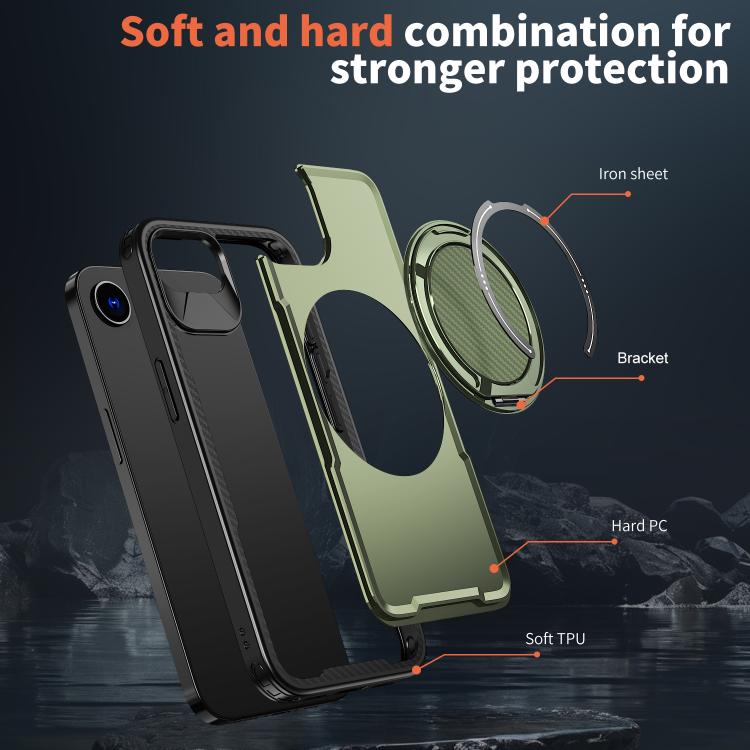 For iPhone 17e / 16e Metal 360 Degree Rotation Holder MagSafe Phone Case
