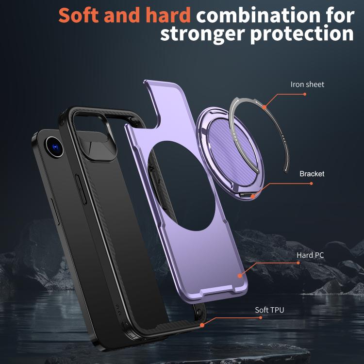 For iPhone 17e / 16e Metal 360 Degree Rotation Holder MagSafe Phone Case